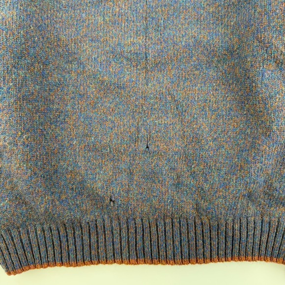 Vintage Woolrich Sweater Mens L Blue Orange Wool Blend Crewneck Hong Kong - Picture 7 of 8
